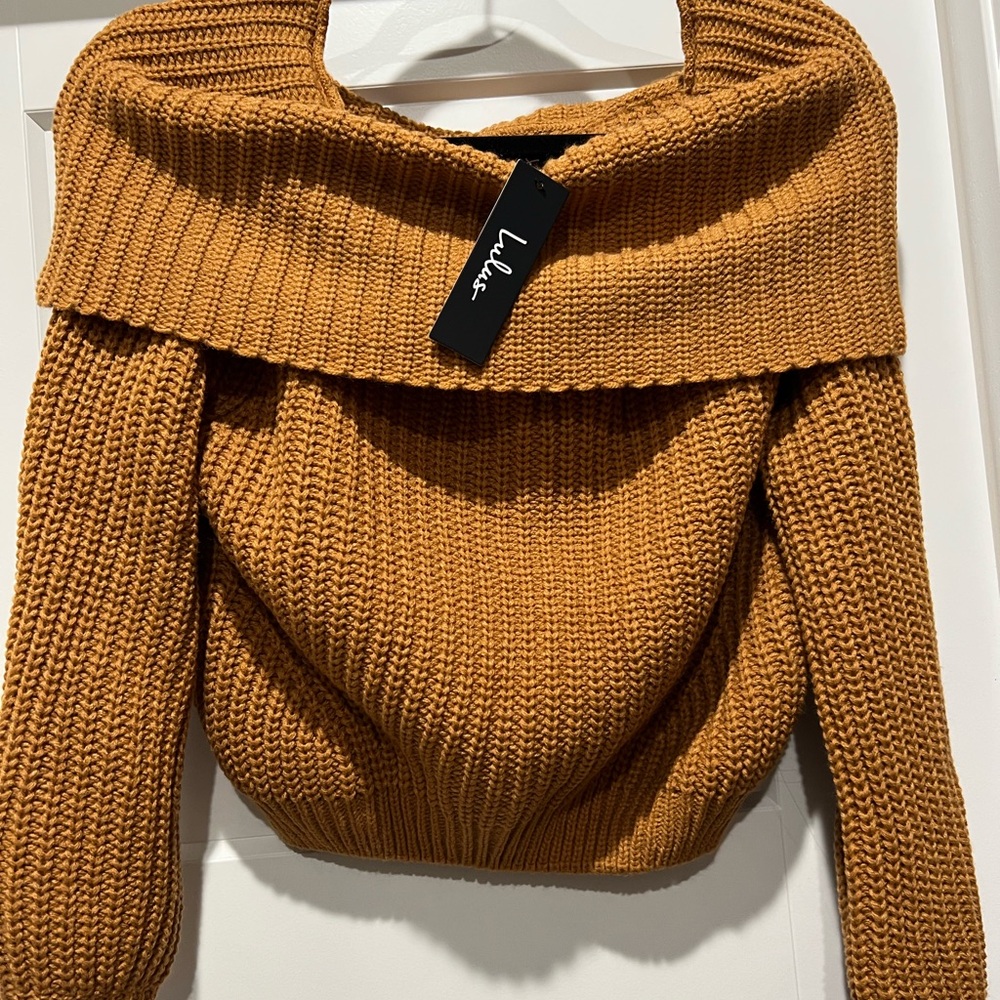 Lulu's Mustard Off-Shoulder Sweater